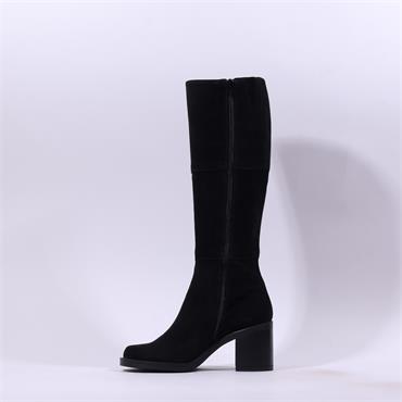 Marco Moreo Dubai Block Heel Knee High - Black Suede